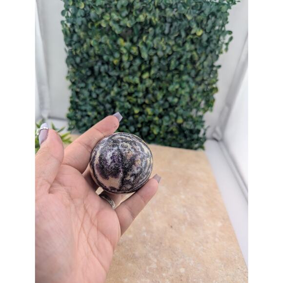 Purple Zebra Jasper with iron witchy Halloween color crystal sphere orb goth - Picture 5 of 5